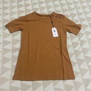 Universal standard Rex tee with shoulder buttons brown sugar